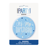 Blue Glitz Birthday Badge (7.6 cm)