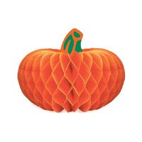 Halloween Pumpkin Tissue Honeycomb Decorations - Pk 4