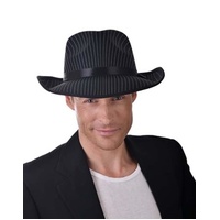 Black Pinstripe 20s Gangster Hat