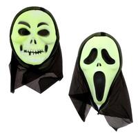 Adults Glow In The Dark Hooded Halloween Mask (Asstd.)