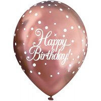 11in. Happy Birthday Rose Gold Chrome SparkleFizz Latex Balloons - Pk 6