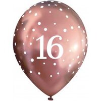 11in. 16th Rose Gold Chrome SparkleFizz Latex Balloons - Pk 6