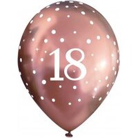 11in. 18th Rose Gold Chrome SparkleFizz Latex Balloons - Pk 6