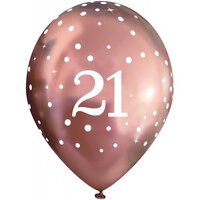 11in. 21st Rose Gold Chrome SparkleFizz Latex Balloons - Pk 6