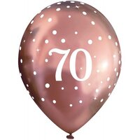 11in. 70th Rose Gold Chrome SparkleFizz Latex Balloons - Pk 6