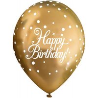 11in. Happy Birthday Gold Chrome SparkleFizz Latex Balloons - Pk 6