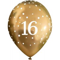 11in. 16th Gold Chrome SparkleFizz Latex Balloons - Pk 6