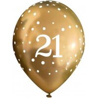 11in. 21st Gold Chrome SparkleFizz Latex Balloons - Pk 6