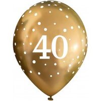 11in. 40th Gold Chrome SparkleFizz Latex Balloons - Pk 6