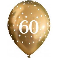 11in. 60th Gold Chrome SparkleFizz Latex Balloons - Pk 6