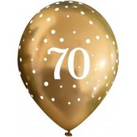 11in. 70th Gold Chrome SparkleFizz Latex Balloons - Pk 6