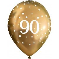 11in. 90th Gold Chrome SparkleFizz Latex Balloons - Pk 6