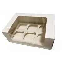 Cupcake Box - 6 Cup White (25.4 x 17.8 x 10.2 cm) - Pk 1