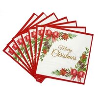 Merry Christmas Printed Paper Napkins - Pk 20