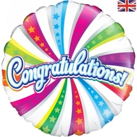 Congratulations Swirl & Stars Round Foil Balloon (18in.)