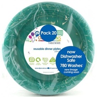 Forest Green REUSABLE Plastic Dinner Plates (23cm) - Pk 20