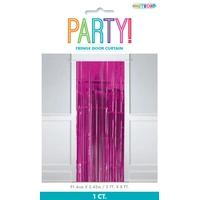 Metallic Hot Pink Fringe Door Curtain (91.44 x 243.84 cm)