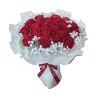 Large Artificial Red Rose and Baby's Breath Bouquet (50 x 60 cm)