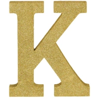 Letter K Gold Glitter Decoration (MDF)