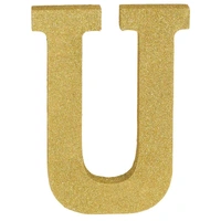 Letter U Gold Glitter Decoration (MDF)