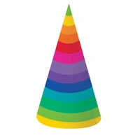 Rainbow Cone Party Hats (18 cm) - Pk 8