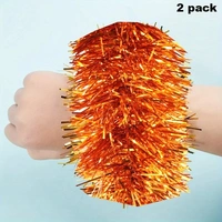 Orange Tinsel Wristbands - Pk 2