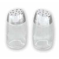 Matching Chrome & Glass Salt & Pepper Shakers (8cm)