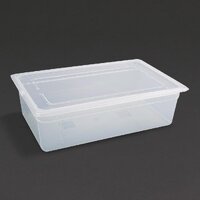 Vogue Full Size Polypropylene Gastronorm Pan with Lid (15cm, Pack of 2)